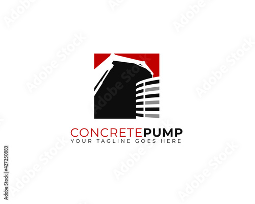 concrete pump vehicle for building construction logo template