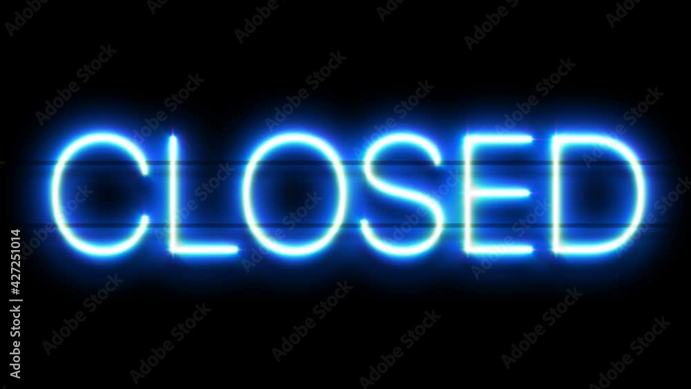 Closed neon sign appear on black background. Closed neon sign appear on black background.
