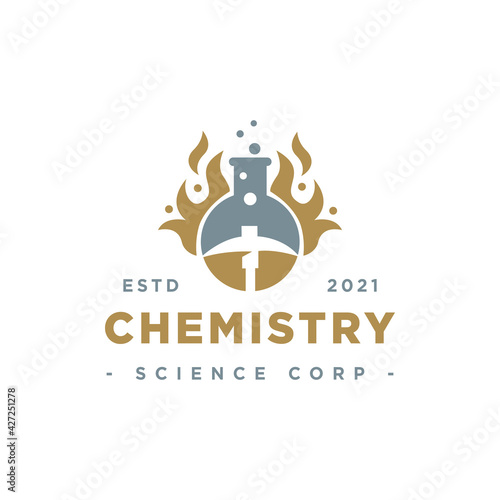 Chemistry Science Corporation Logo Design Inspiration - Isolated vector Illustration on white background - Creative logo, icon, symbol, sticker, emblem, badge