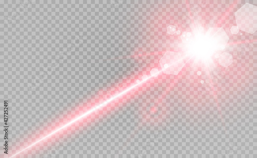 Abstract laser beam. Transparent isolated on black background. Vector illustration. 