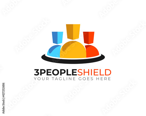 colorful three 3 shield logo template  as human figures