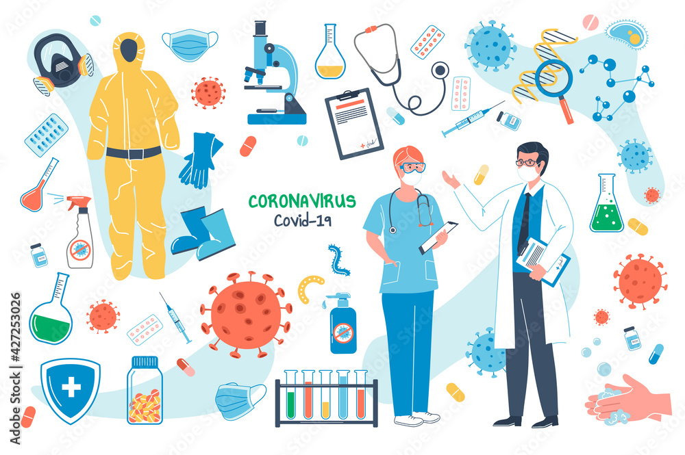 Coronavirus concept isolated elements set Coronavirus concept isolated elements set