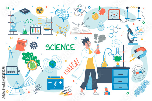 Science concept isolated elements set