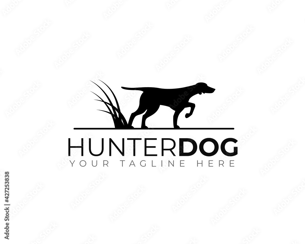 hunter dog showing ready to attack pose as logo