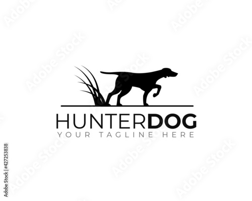 hunter dog showing ready to attack pose as logo