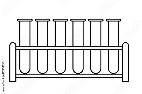 6 test tubes rack outline icon. Clipart image isolated on white background