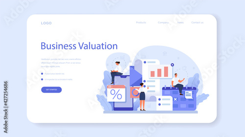 Business valuation web banner or landing page. Appraisal services,