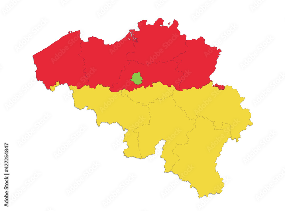 Belgium map, individual regions, provinces of Belgium, isolated on white background blank Belgium map, individual regions, provinces of Belgium, isolated on white background blank