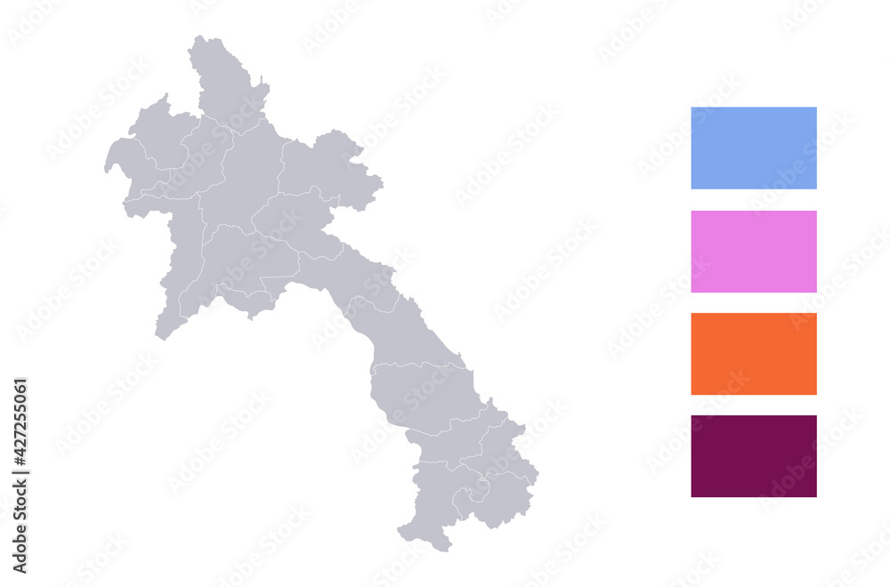 Obraz premium Infographics of Laos map, individual regions blank
