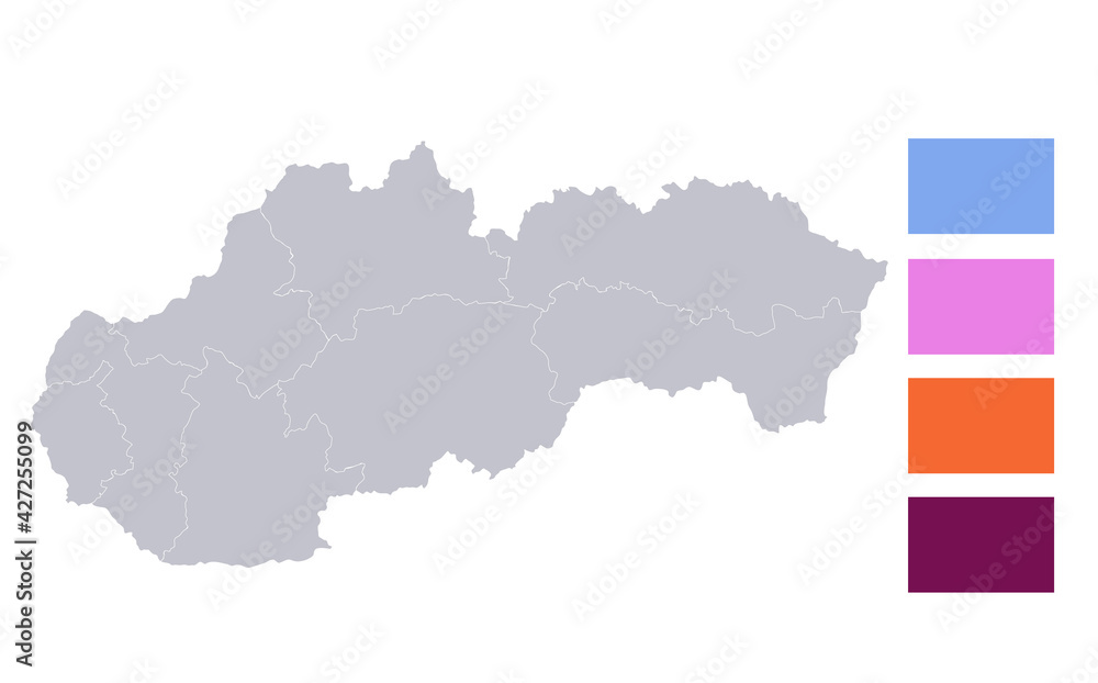 Obraz premium Infographics of Slovakia map, individual states blank