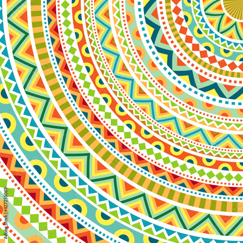 Bright Mexican style ornate background. Creative ethnic geometric pattern.