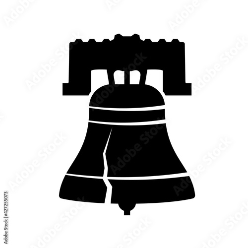 Liberty bell philadelphia silhouette icon. Clipart image isolated on white background