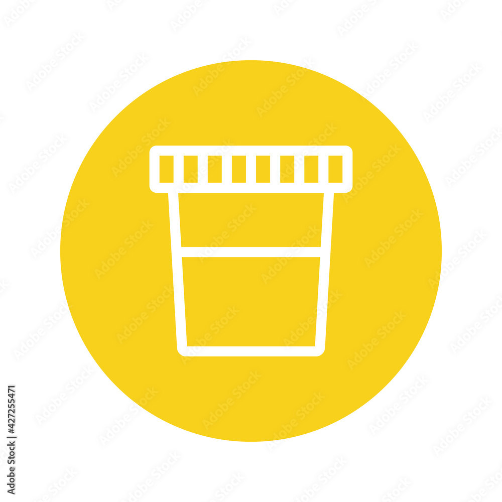 Urine test cup line button icon. Clipart image isolated on white