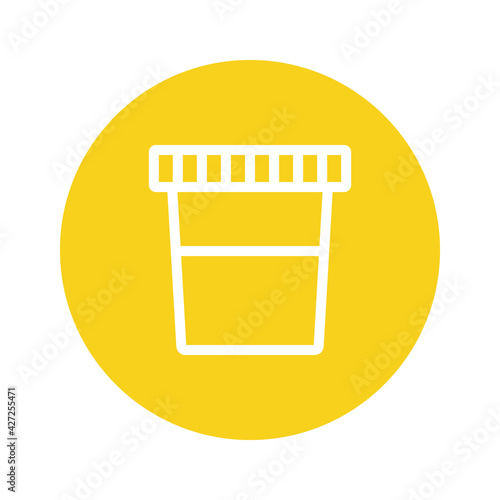 Urine test cup line button icon. Clipart image isolated on white background