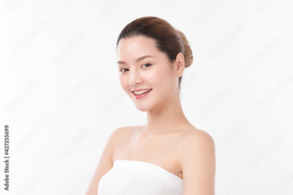 Beautiful young asian woman with clean fresh skin on white background, Face care, Facial treatment, Cosmetology, beauty and spa, Asian women portrait Beautiful young asian woman with clean fresh skin on white background, Face care, Facial treatment, Cosmetology, beauty and spa, Asian women portrait