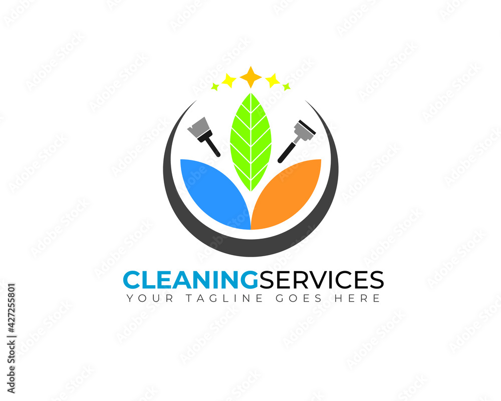 colorful eco environmental friendly cleaning services logo 