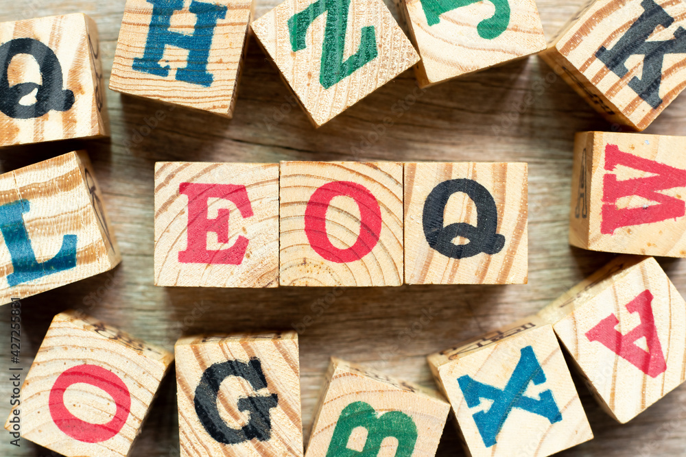 Foto de Alphabet letter block in word EOQ (Abbreviation of Economic order quantity) with another