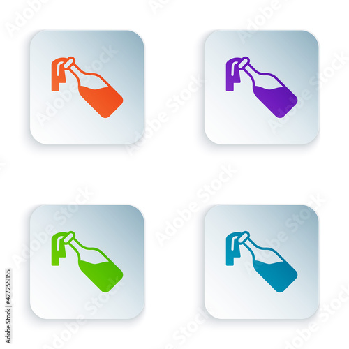 Color Cocktail molotov icon isolated on white background. Set colorful icons in square buttons. Vector