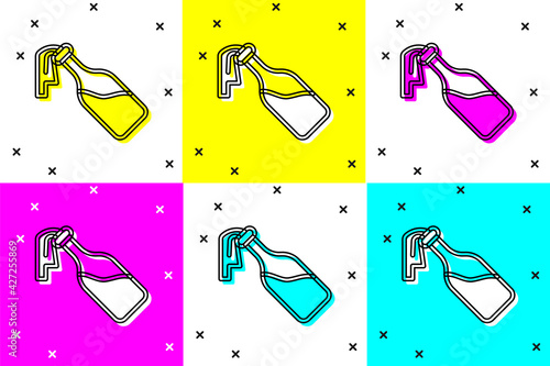 Set Cocktail molotov icon isolated on color background. Vector