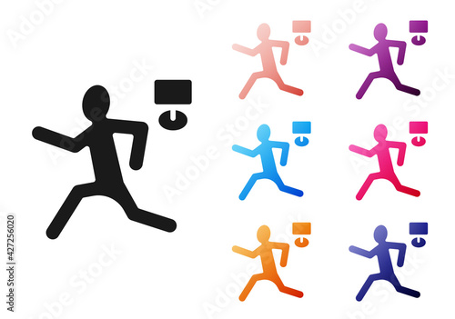 Black Murder icon isolated on white background. Body, bleeding, corpse, bleeding icon. Concept of crime scene. Set icons colorful. Vector