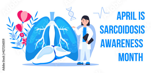Sarcoidosis awareness month concept vector. Medical event is observed each year during April. Sarcoidosis, involving abnormal collections of inflammatory cells, form lumps