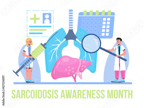 Sarcoidosis awareness month concept vector. Medical event is observed each year during April. Sarcoidosis, involving abnormal collections of inflammatory cells, form lumps