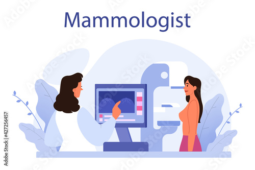 Mammologist concept. Consultation with doctor about breast disease