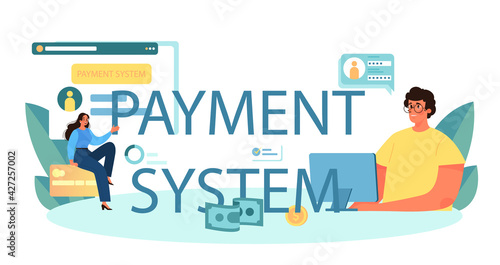 Payment system typographic header. Website payment system