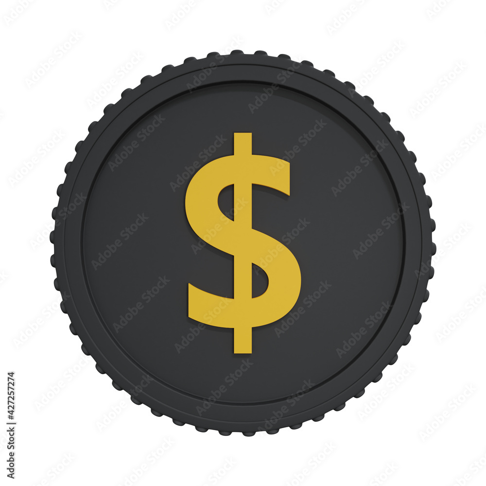 3d rendering of Dollar coin isolated on white background. 3d rendering of Dollar coin isolated on white background.