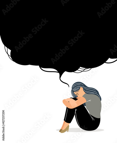 Woman with depressive thinking