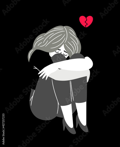 Woman with broken heart