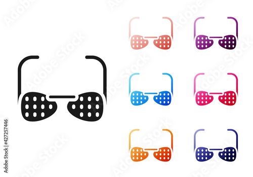 Black Glasses for the blind and visually impaired icon isolated on white background. Set icons colorful. Vector