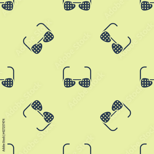 Blue Glasses for the blind and visually impaired icon isolated seamless pattern on yellow background. Vector