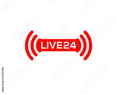 live 24 hours icon logo for streaming flash news
