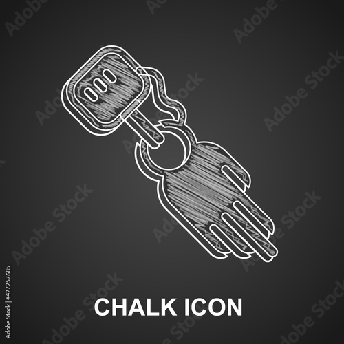Chalk Prosthesis hand icon isolated on black background. Futuristic concept of bionic arm, robotic mechanical hand. Vector