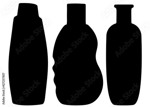 Shampoo and shower gel included. Vector image.