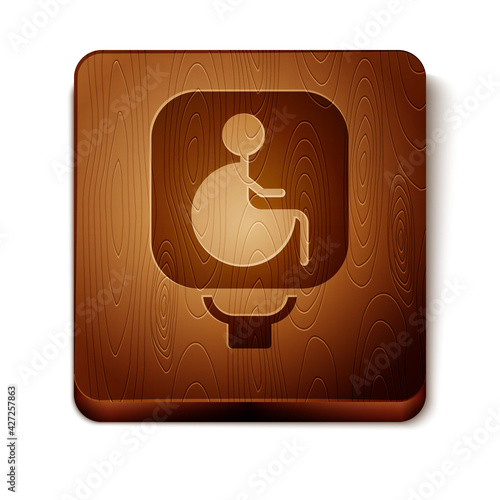 Brown Disabled wheelchair icon isolated on white background. Disabled handicap sign. Wooden square button. Vector
