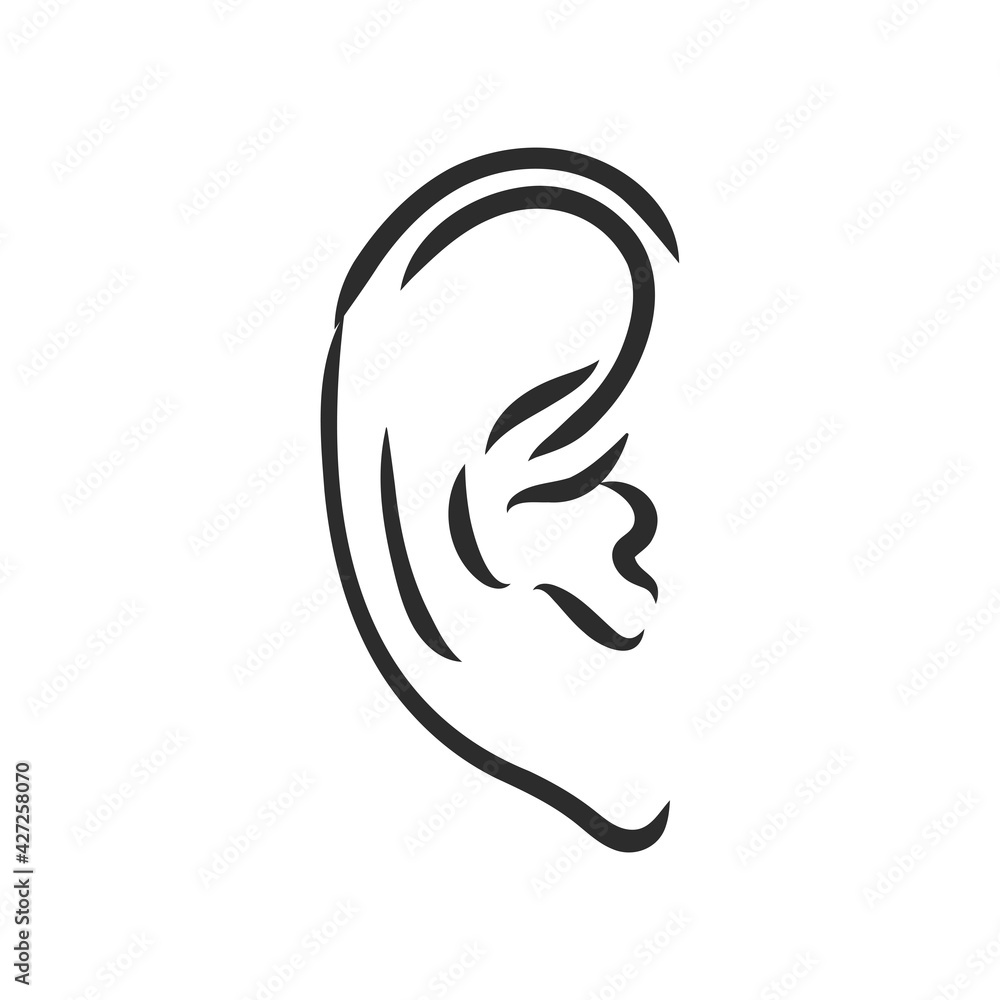 Drawing human ear ear vector sketch on a white background Drawing human ear ear vector sketch on a white background