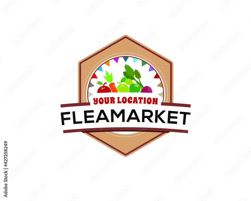 Obraz premium weekend farmer flea market emblem logo signage