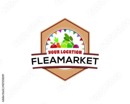 weekend farmer flea market emblem logo signage