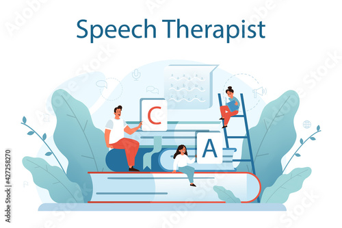 Speech therapist concept. Didactic correction and treatment idea.