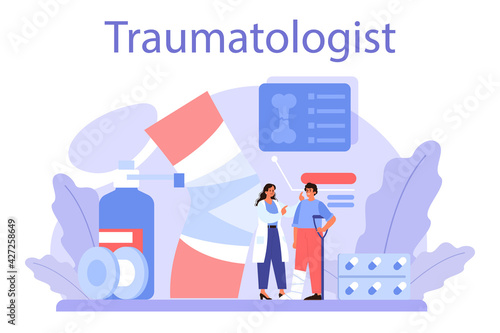 Traumatologist and trauma surgery doctor. Injured limb, broken bone