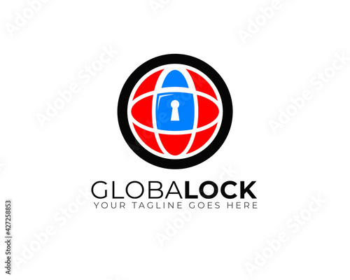 global lock logo with padlock and key hole inside earth Free Download global lock logo with padlock and key hole inside earth - GFXLoad