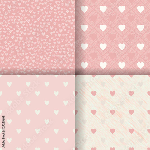 Pink heart seamless pattern background. Vector illustration for holiday