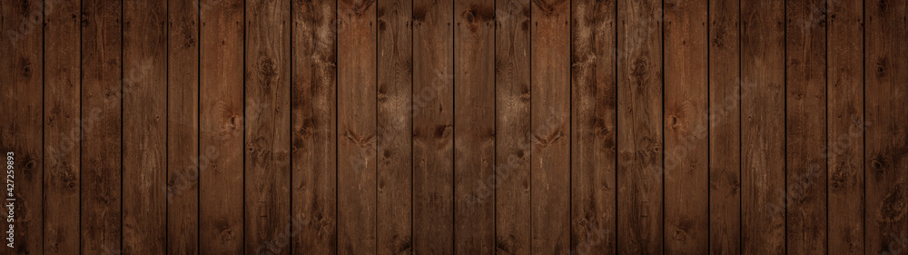 Obraz premium old brown rustic dark wooden texture - wood timber background panorama long banner..