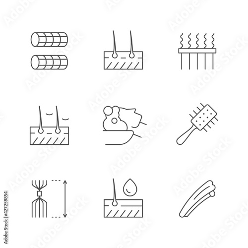 Set line icons of hair