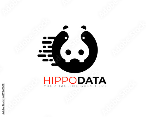 hippo head with data transfer traffic  