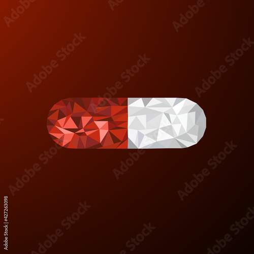 Red medical pill. Vitamins. Capsule pill