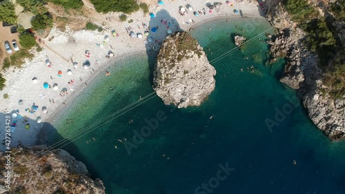 Aerial view of the famous rocky beach Foneas near Kardamyli in Messenia, Peloponnese, Greece photo