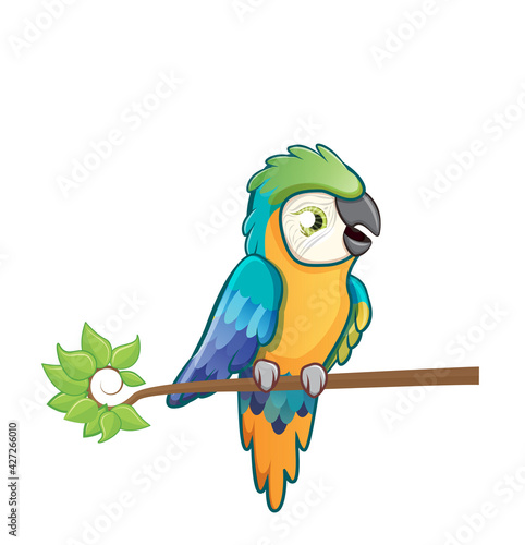 Cute Yellow Macaw Kawaii Illustration